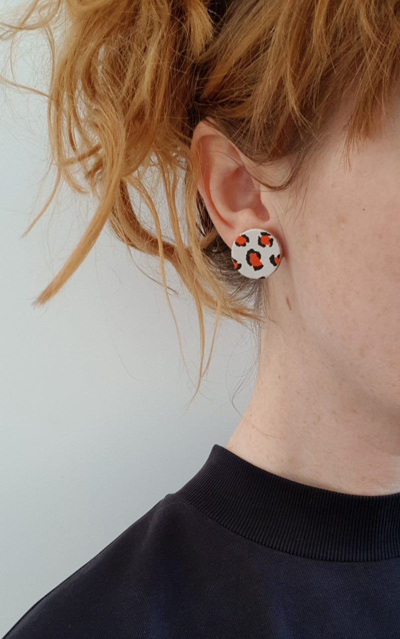 Orange Leopard Print Earrings