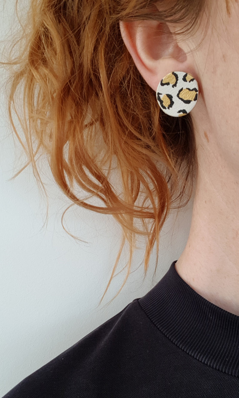 Painted Leopard Print Earrings